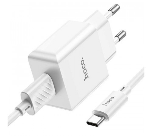Мережевий зарядний пристрій з кабелем HOCO C106A Leisure single port charger set(Type-C) White (6931474783912)