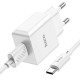 Мережевий зарядний пристрій з кабелем HOCO C106A Leisure single port charger set(Type-C) White (6931474783912)