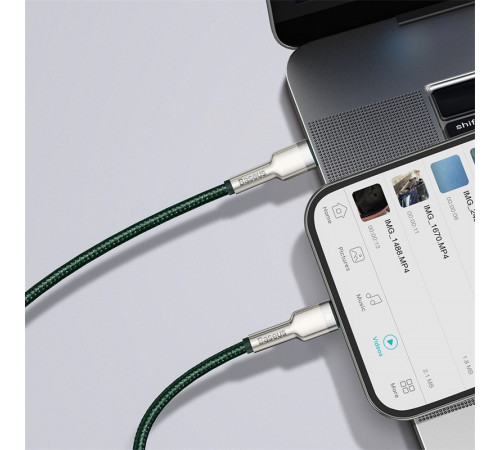 Кабель Baseus Cafule Series Metal Data Cable Type-C to iP PD 20W 1m Green (CATLJK-A06)