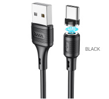 Кабель HOCO X52 USB to Type-C 3A, 1m, PVC, PVC connectors, magnetic, Black (6931474735546)