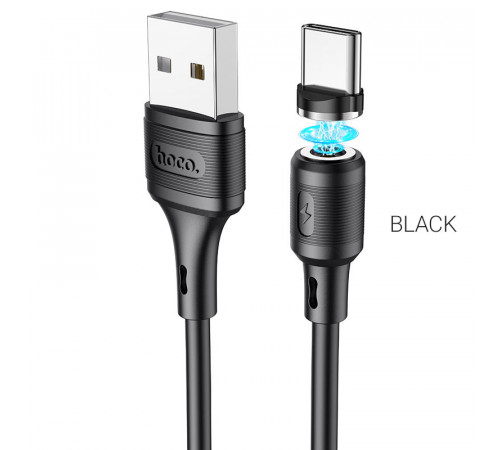 Кабель HOCO X52 USB to Type-C 3A, 1m, PVC, PVC connectors, magnetic, Black (6931474735546)