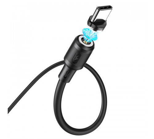 Кабель HOCO X52 USB to Type-C 3A, 1m, PVC, PVC connectors, magnetic, Black (6931474735546)