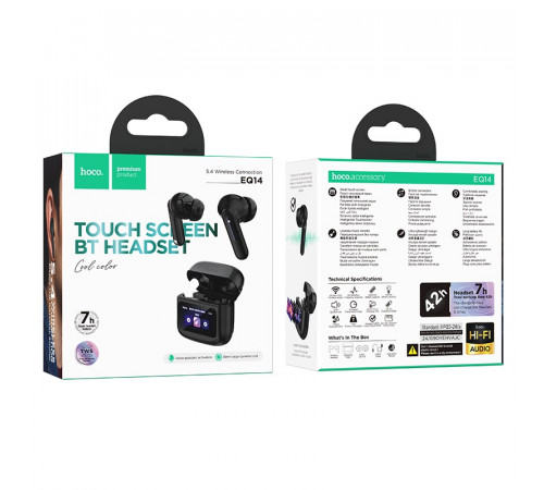 Бездротові навушники TWS HOCO EQ14,  touch screen, Black (6942007644105)