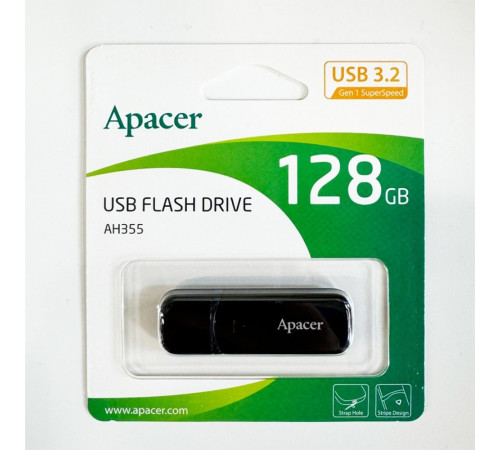 Флеш-накопичувач Apacer USB 3.2 Gen 1 AH355 128Gb Black (AP128GAH355B-1)