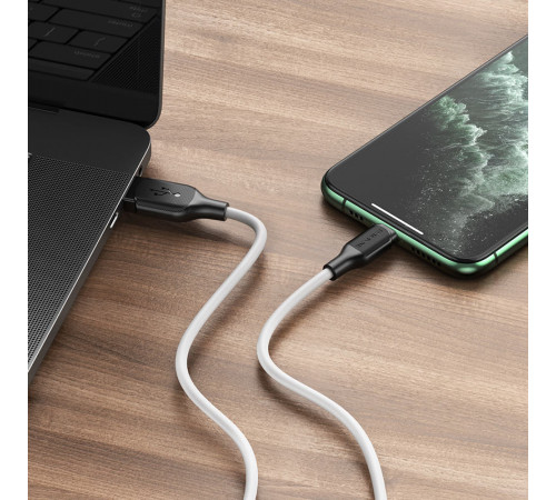 Кабель BOROFONE BX42 USB to iP 2.4A, 1m, silicone, TPE connectors, White (6931474736734)