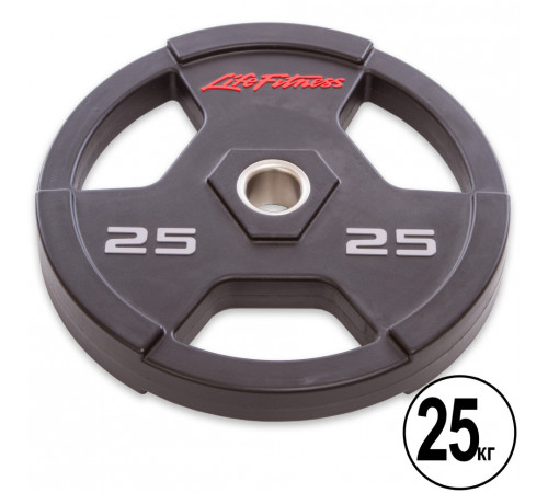 Блины (диски) полиуретановые с хватом и металлической втулкой d-51мм LIFE FITNESS SC-80154-25 25кг (черный)