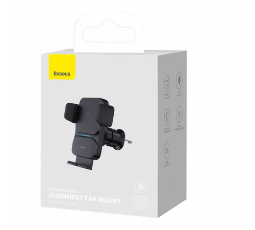 Автотримач для телефона з БЗП Baseus Wisdom Auto Alignment 15W Black (CGZX000001)