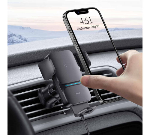 Автотримач для телефона з БЗП Baseus Wisdom Auto Alignment 15W Black (CGZX000001)