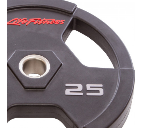 Блины (диски) полиуретановые с хватом и металлической втулкой d-51мм LIFE FITNESS SC-80154-25 25кг (черный)