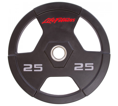 Блины (диски) полиуретановые с хватом и металлической втулкой d-51мм LIFE FITNESS SC-80154-25 25кг (черный)