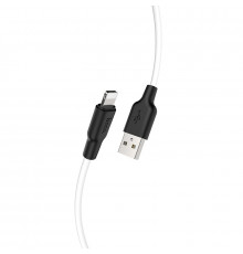 Кабель HOCO X21 Plus USB to iP 2.4A, 2m, silicone, silicone connectors, Black+White (6931474713780)