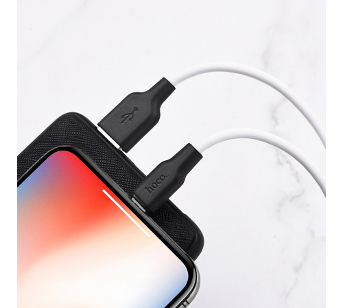 Кабель HOCO X21 Plus USB to iP 2.4A, 2m, silicone, silicone connectors, Black+White (6931474713780)