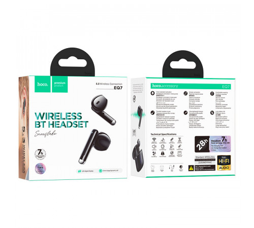 Бездротові навушники TWS HOCO EQ7 Snowflake Black (6942007617727)
