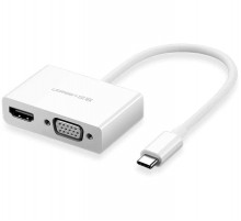 USB-хаб UGREEN USB Type C to HDMI + VGA Converter (White) (UGR-30843)