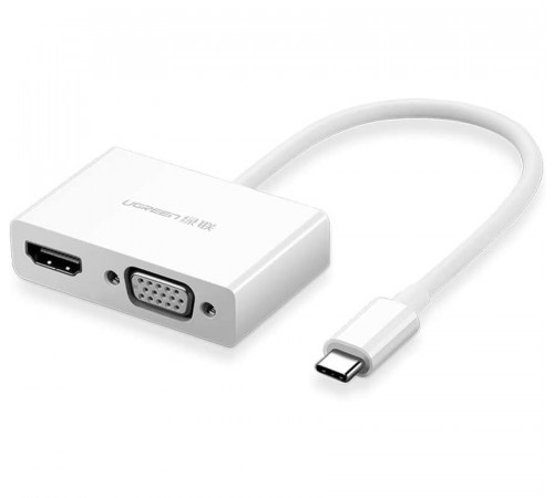 USB-хаб UGREEN USB Type C to HDMI + VGA Converter (White) (UGR-30843)