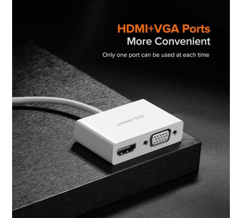 USB-хаб UGREEN USB Type C to HDMI + VGA Converter (White) (UGR-30843)