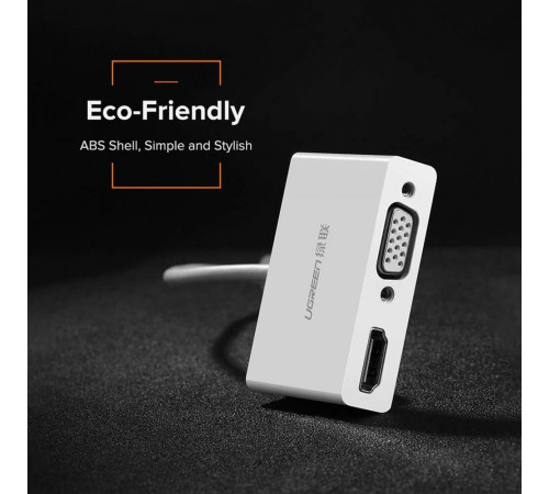 USB-хаб UGREEN USB Type C to HDMI + VGA Converter (White) (UGR-30843)