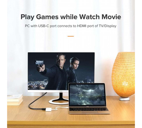 USB-хаб UGREEN USB Type C to HDMI + VGA Converter (White) (UGR-30843)