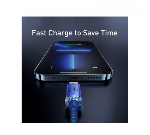 Кабель Baseus Crystal Shine Series Fast Charging Data Cable USB to iP 2.4A 1.2m Blue (CAJY000003)