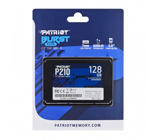 Накопичувач SSD Patriot P210 128GB 2.5" 7mm SATAIII 3D QLC (P210S128G25)