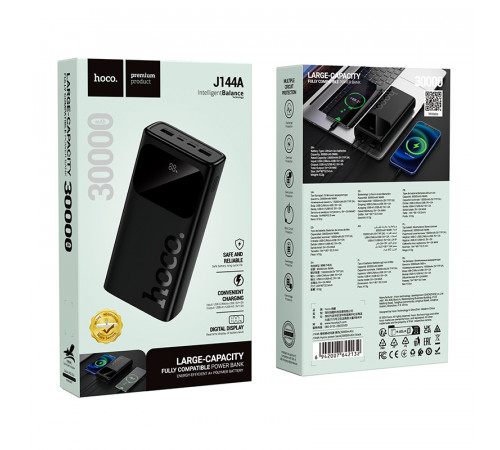 Зовнішній акумулятор HOCO J144A Hymn power bank(30000mAh) Black (6942007642132)