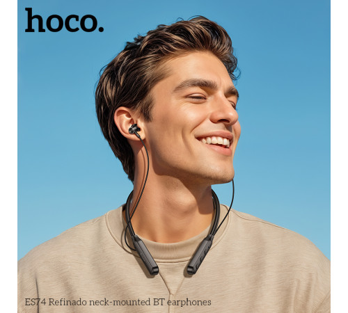 Бездротові спортивні навушники HOCO ES74 Refinado neck-mounted BT earphones Black (6942007648103)
