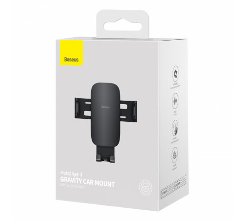 Автотримач для телефона Baseus Metal AgeⅡ Gravity Car Mount（Air Outlet Version）Black (SUJS000001)