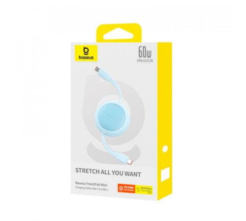 Кабель Baseus Free2Pull Mini Charging Cable USB-C to USB-C 60W 1m Galaxy Blue (P10364500311-01)