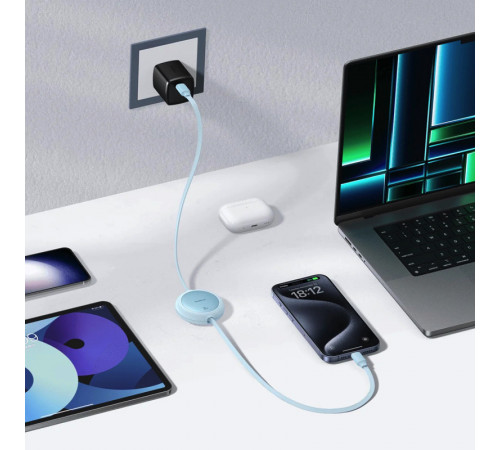Кабель Baseus Free2Pull Mini Charging Cable USB-C to USB-C 60W 1m Galaxy Blue (P10364500311-01)