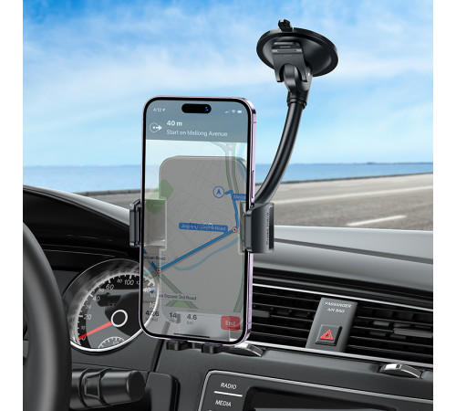 Автотримач для телефона HOCO H38 Cheetah car holder(windshield) Black (6942007617208)