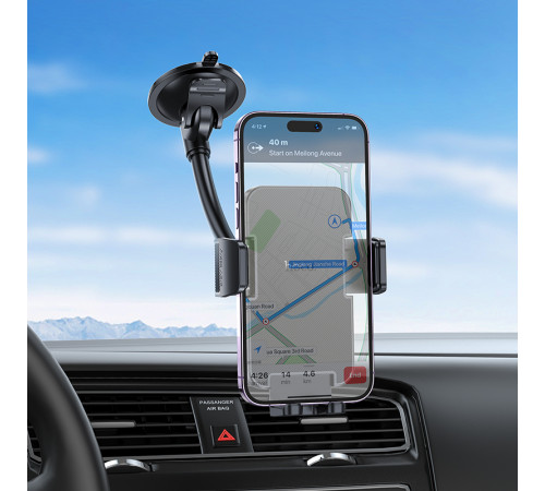 Автотримач для телефона HOCO H38 Cheetah car holder(windshield) Black (6942007617208)