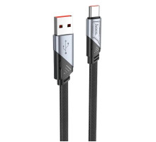Кабель HOCO U119 USB to Type-C 5A, 1.2m, nylon, aluminum connectors, Black (6942007605007)