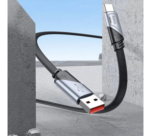 Кабель HOCO U119 USB to Type-C 5A, 1.2m, nylon, aluminum connectors, Black (6942007605007)