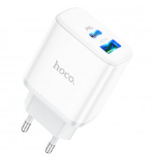 Мережевий зарядний пристрій HOCO C105A Stage dual port PD20W+QC3.0 charger White (6931474782946)