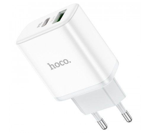 Мережевий зарядний пристрій HOCO C105A Stage dual port PD20W+QC3.0 charger White (6931474782946)