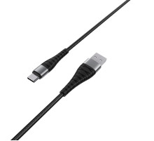 Кабель BOROFONE BX32 USB to Type-C 2.4A, 1m, nylon, алюминиевый+TPE connectors, Black (6931474710451)