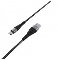 Кабель BOROFONE BX32 USB to Type-C 2.4A, 1m, nylon, aluminum+TPE connectors, Black (6931474710451)