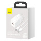 Мережевий зарядний пристрій з кабелем Baseus Super Si Quick Charger 1C 25W EU Sets White（ Mini White Cable Type-C to Type-C 3A 1m White） (TZCCSUP-L02)