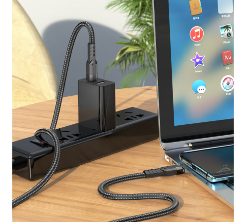 Кабель HOCO U110 Type-C to Type-C 60W charging data cable Black (6931474770622)