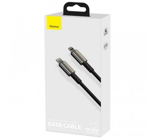 Кабель Baseus Tungsten Gold Fast Charging Data Cable Type-C to iP PD 20W 1m Black (CATLWJ-01)