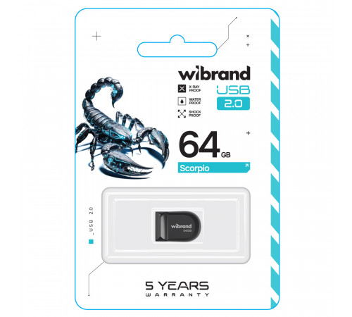 Флеш-накопичувач Wibrand USB 2.0 Scorpio 64Gb Black (WI2.0/SC64M3B)