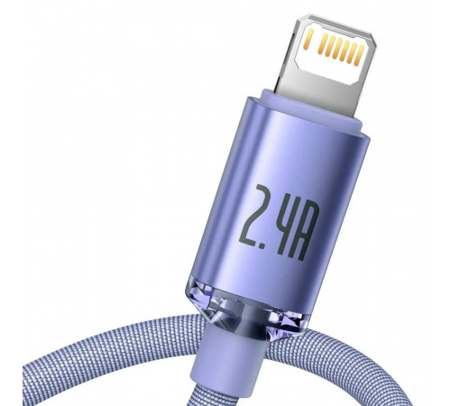 Кабель Baseus Crystal Shine Series Fast Charging Data Cable USB to iP 2.4A 1.2m Purple (CAJY000005)