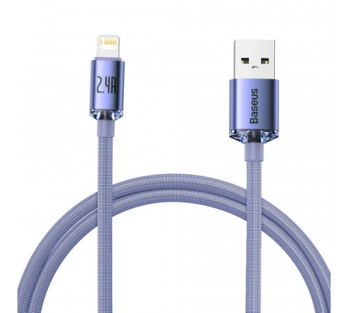 Кабель Baseus Crystal Shine Series Fast Charging Data Cable USB to iP 2.4A 1.2m Purple (CAJY000005)