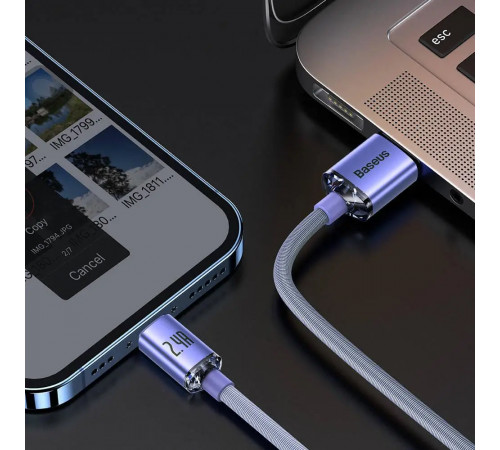 Кабель Baseus Crystal Shine Series Fast Charging Data Cable USB to iP 2.4A 1.2m Purple (CAJY000005)