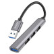 USB-хаб HOCO HB26 4 in 1 adapter(USB to USB3.0+USB2.0*3) Metal Gray (6931474765468)