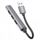USB-хаб HOCO HB26 4 in 1 adapter(USB to USB3.0+USB2.0*3) Metal Gray (6931474765468)