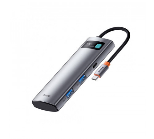 USB-хаб Baseus Metal Gleam Series 7-in-1 Multifunctional Type-C HUB Docking Station Gray（Type-C to HDMI*1+USB3.0*2+USB-C*1+PD*1+SD/TF*1) (WKWG020113)