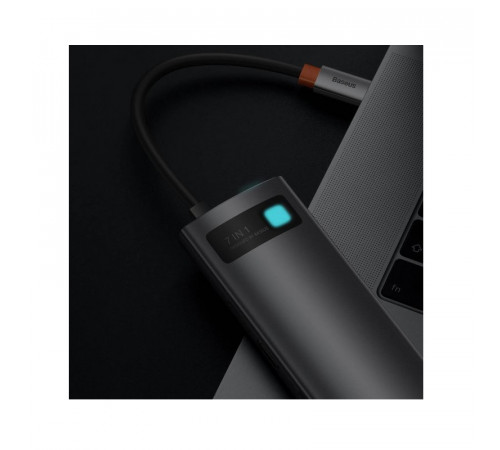 USB-хаб Baseus Metal Gleam Series 7-in-1 Multifunctional Type-C HUB Docking Station Gray（Type-C to HDMI*1+USB3.0*2+USB-C*1+PD*1+SD/TF*1) (WKWG020113)