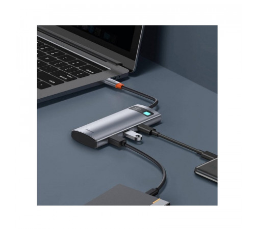 USB-хаб Baseus Metal Gleam Series 7-in-1 Multifunctional Type-C HUB Docking Station Gray（Type-C to HDMI*1+USB3.0*2+USB-C*1+PD*1+SD/TF*1) (WKWG020113)