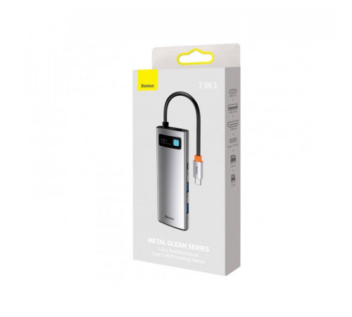 USB-хаб Baseus Metal Gleam Series 7-in-1 Multifunctional Type-C HUB Docking Station Gray（Type-C to HDMI*1+USB3.0*2+USB-C*1+PD*1+SD/TF*1) (WKWG020113)